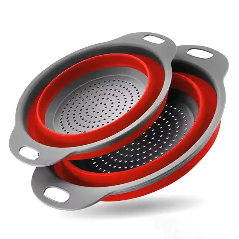Silicone Folding Drain Basket for Washing Fruits and Vegetables, Collapsible Colander, Foldable Kitchen Strainer