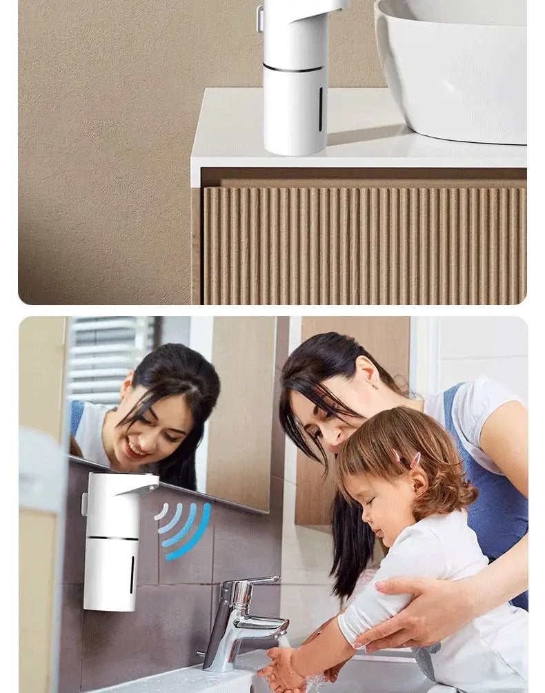 Simples Market automatic wall-mounted bathroom soap dispenser, white plastic, touchless sensor