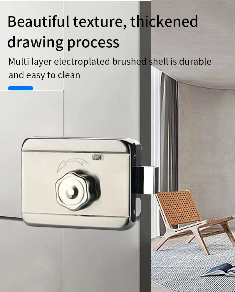 Electronic door lock with chrome finish and round knob