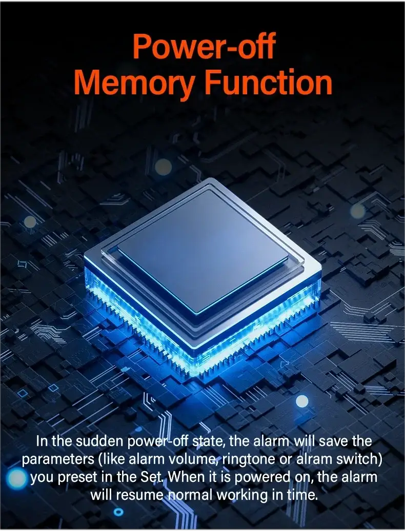 Tuya Zigbee WiFi Smart Siren alarm chip graphic with blue LED glow on circuit board background