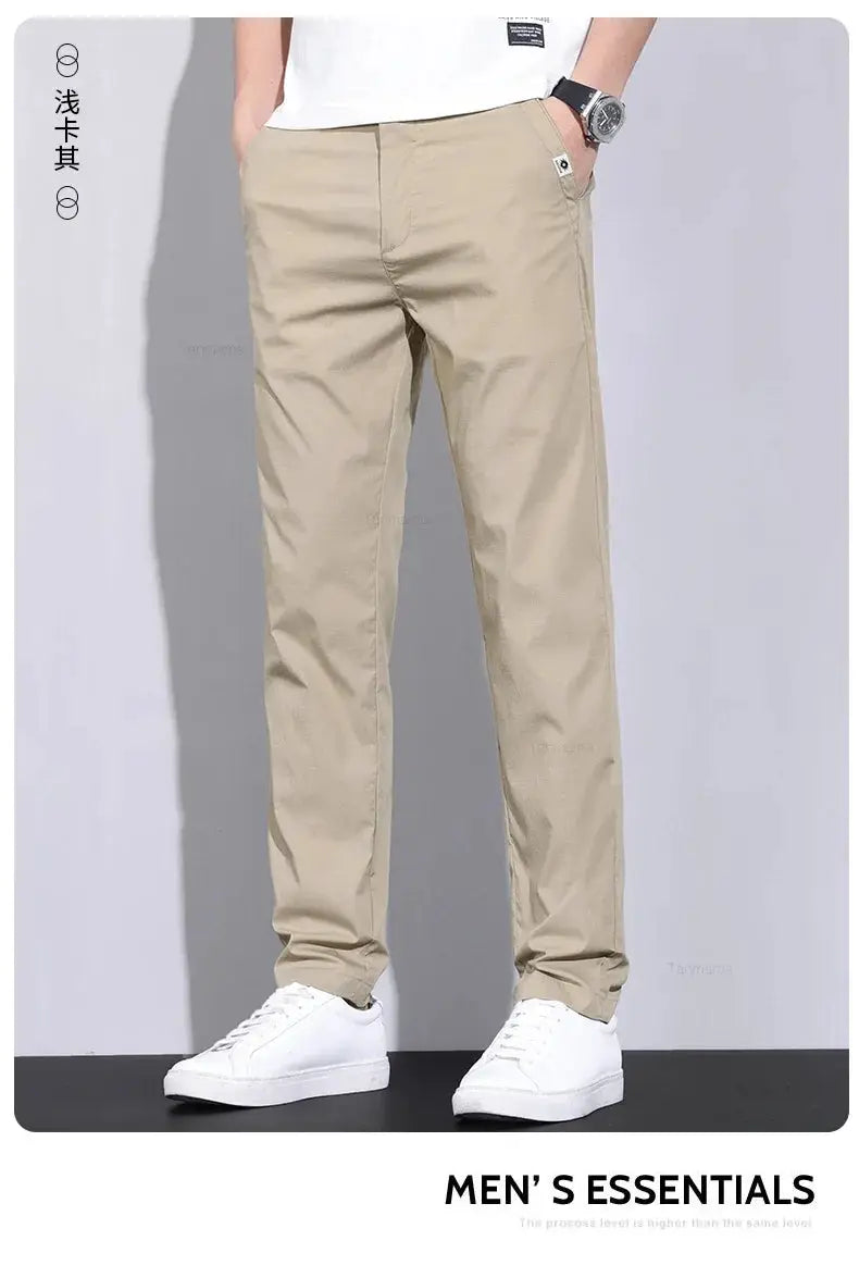Men's ultra-thin elastic casual pants Simples Market khaki, slim straight fit