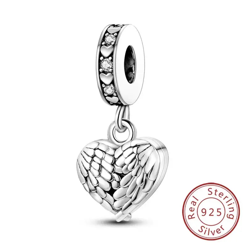 925 Sterling Silver Charms Beads Forever Love Heart Dangle For Bracelet Women Jewelry Gift Sister Family Life