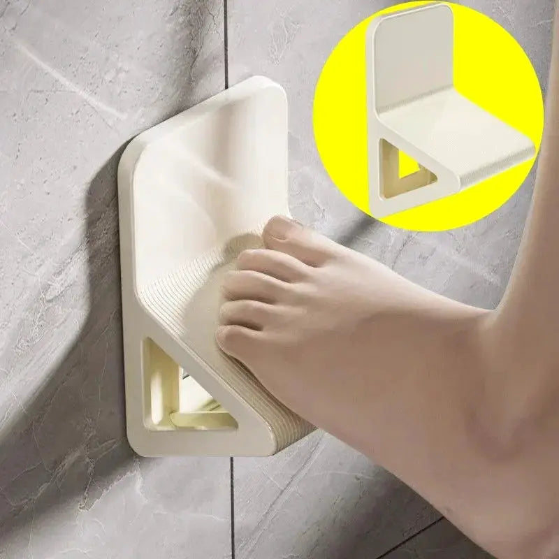 Simples Market bathroom footstool, perforation-free wall-mounted foot cleaner, white plastic with textured surface