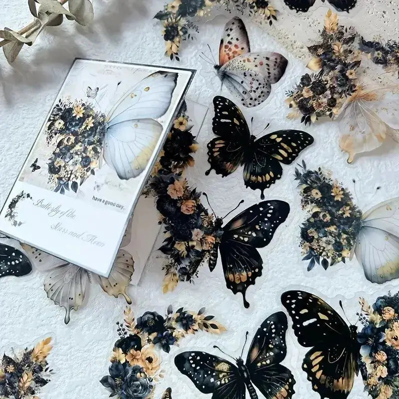 30 Pcs Butterfly and Flower Themed DIY Decorative Sticker Pack for Scrapbooks Journals Planners Labels