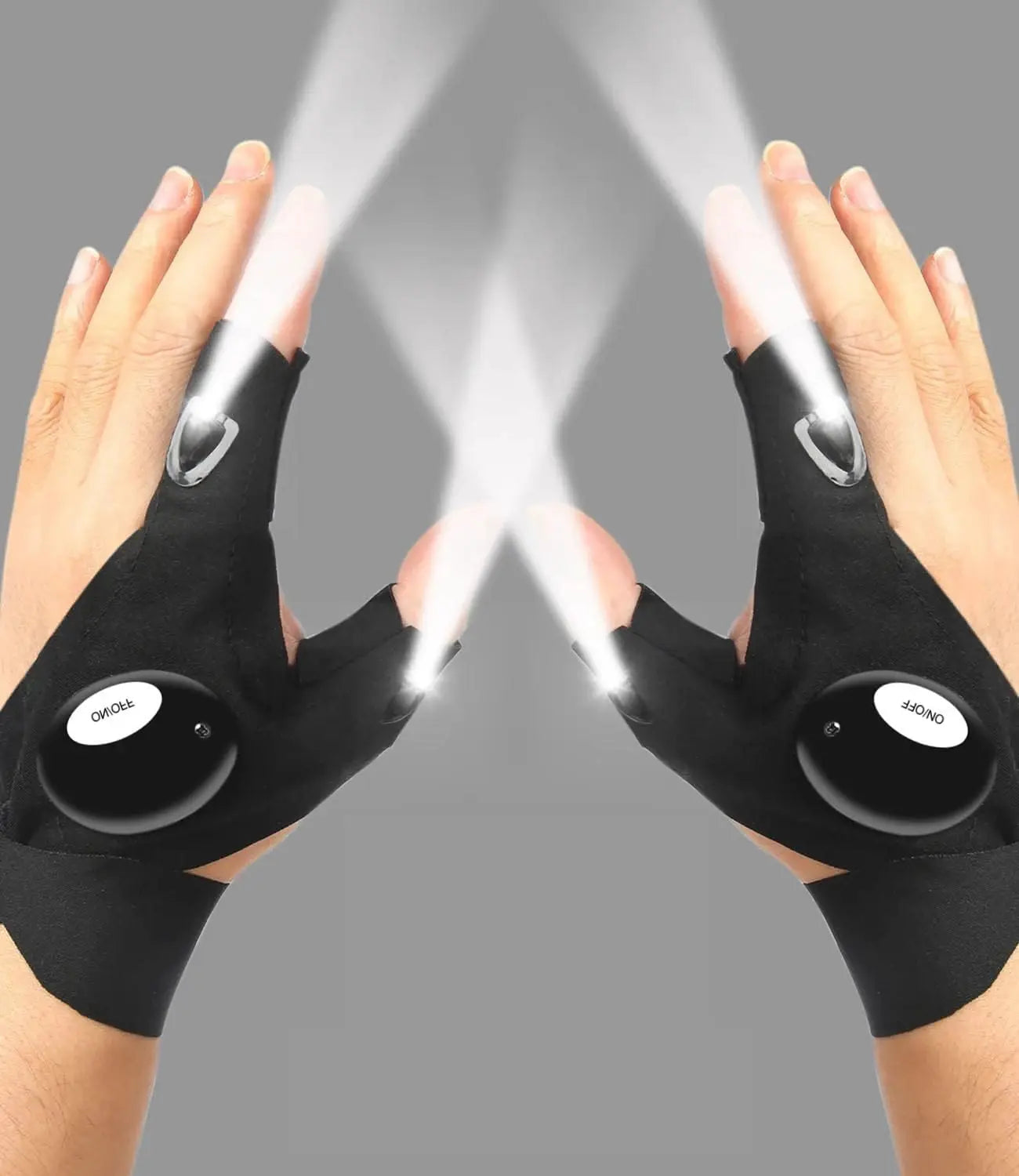 LuminaGear LED Half Finger Glove Waterproof Hands Free Illumination For Night Fishing Cycling Running