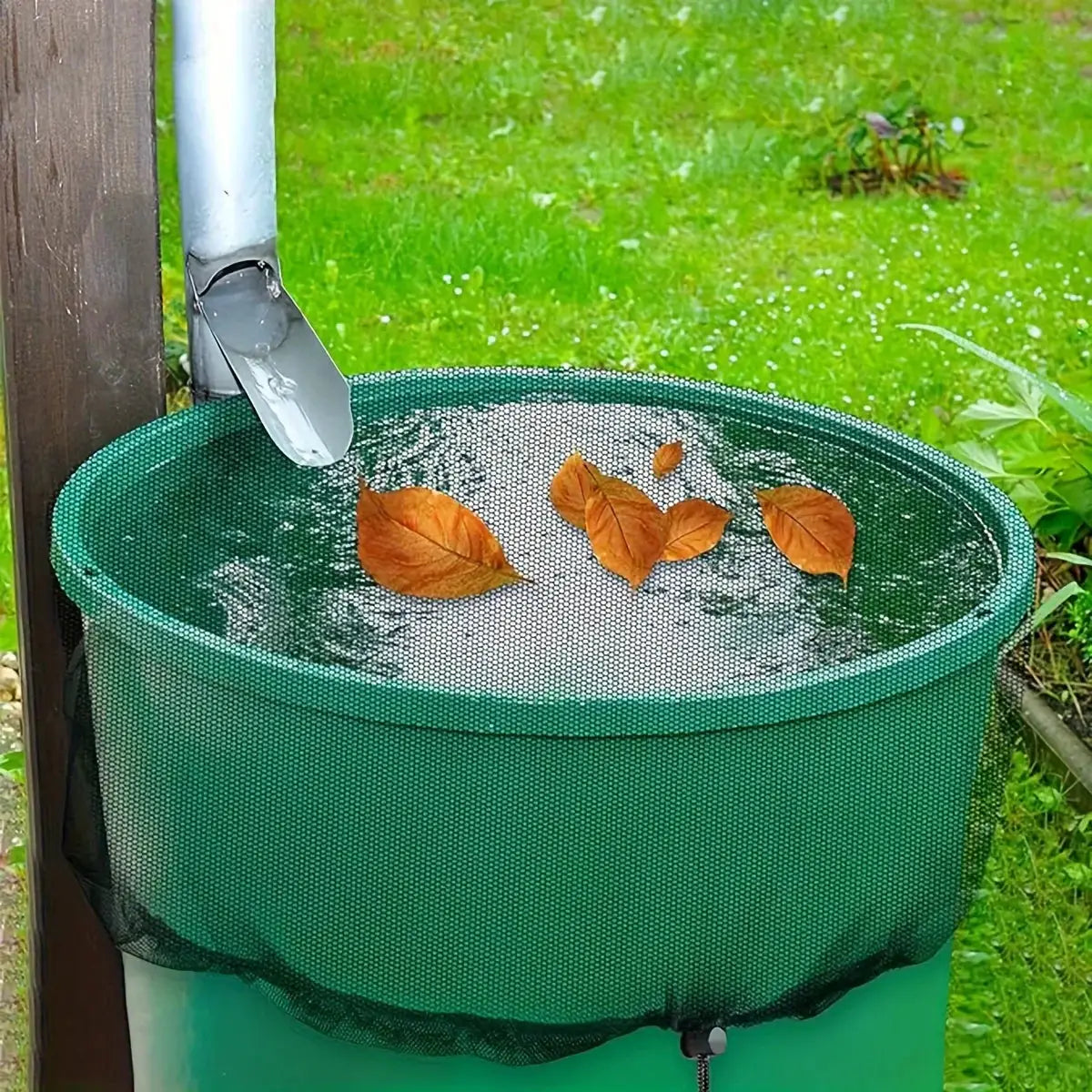 Rain Barrel Mesh Cover With Drawstring For Rainwater Collection Buckets And Tanks Debris Proof Water Net