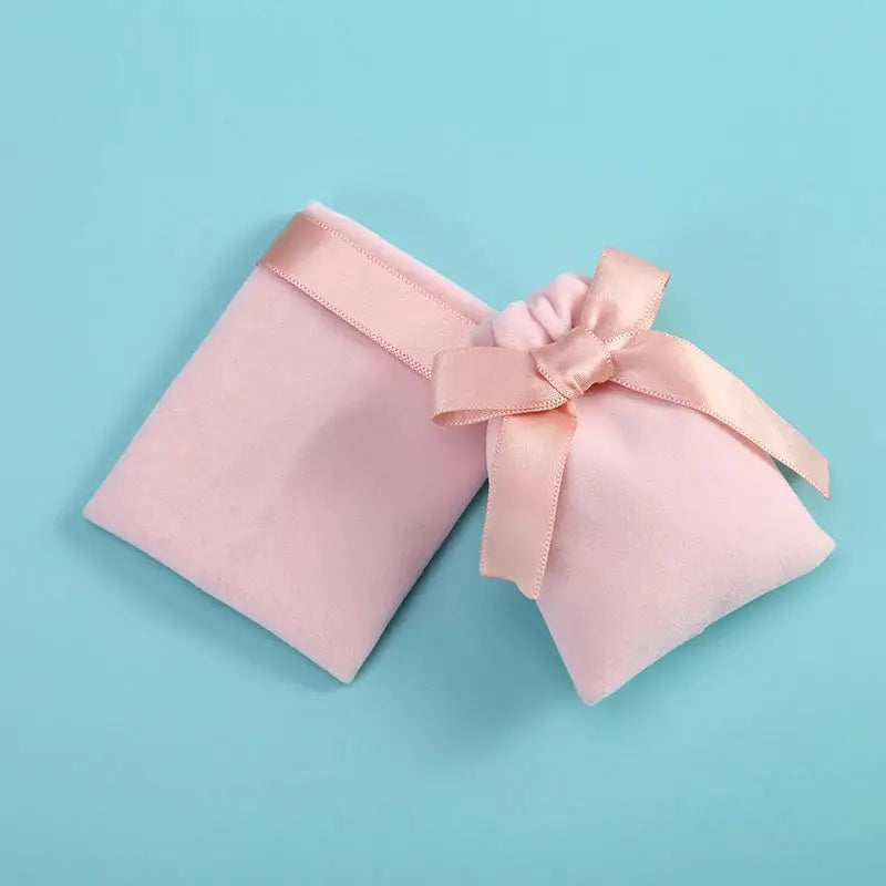 10Pcs Pink Velvet Drawstring Jewelry Pouches 7x9cm Storage Bags For Earrings Rings Necklaces Bracelets Wedding Gift