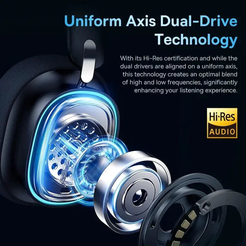 Baseus GH02 gaming wireless over-ear headphones with blue RGB lighting and 40mm drivers