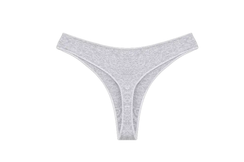 Thong underwear gray cotton seamless with thin straps