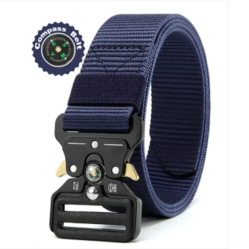 Unisex Outdoor Compass Belt With Integrated Compass Durable Canvas Nylon Belt For Sports Casual And Tactical Use