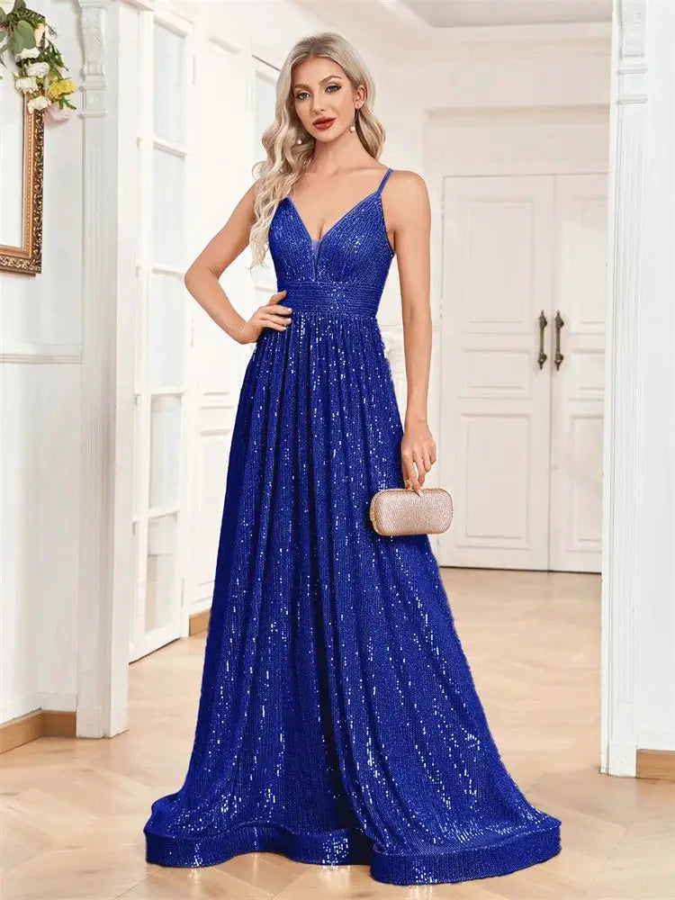 Elegant Backless Sequined Mermaid Evening Gown For Weddings And Proms