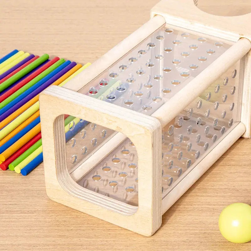 Wooden Stick Board Game For Parent Child Interaction Montessori Toy Four Sided Acrylic Cylinder Stick Picking Game