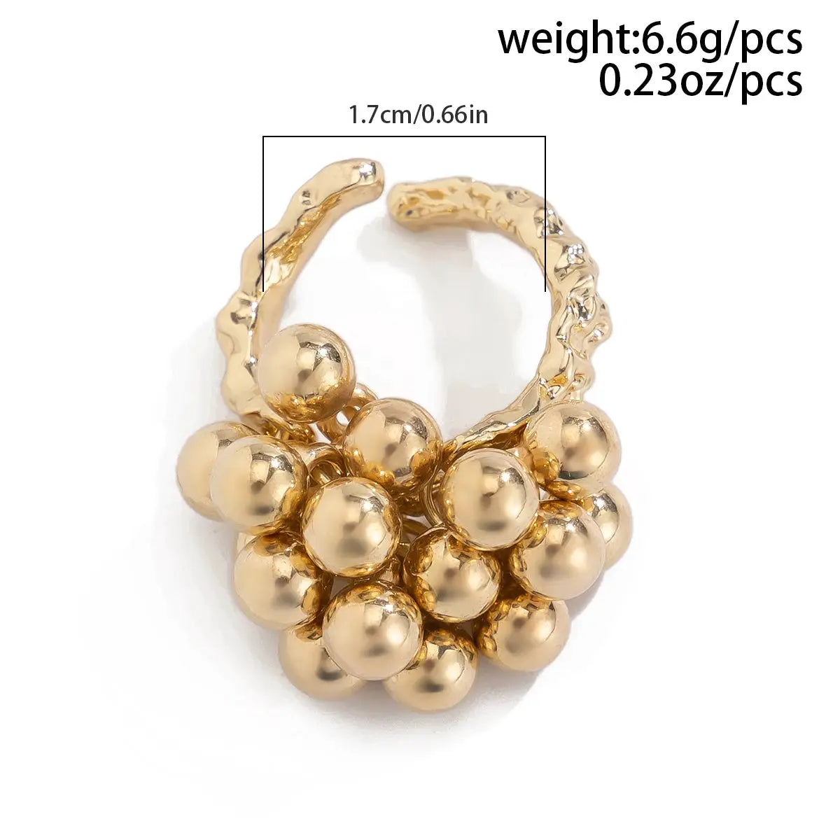 IngeSight.Z CCB Small Ball Ring Unisex Punk Jewelry Irregular Geometric Metal Opening Ring for Women Men Couple