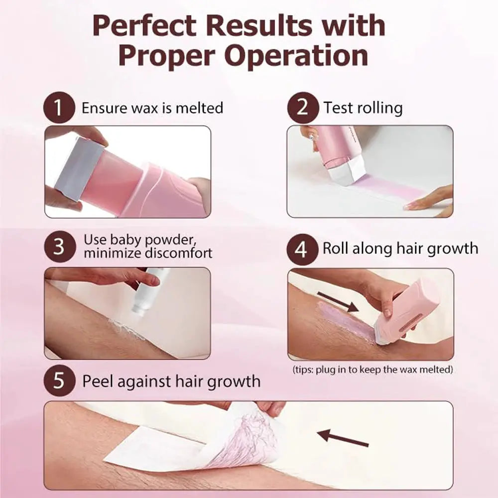 Simples Market unisex roll-on depilatory wax kit with pink heater and roller