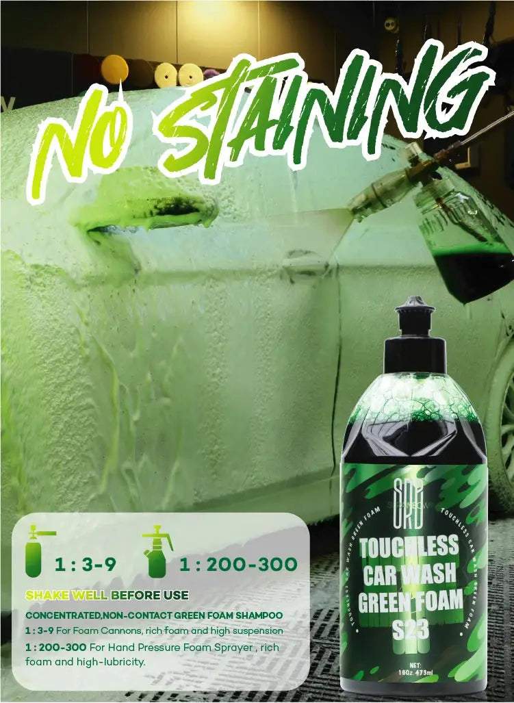 Green Foaming Car Wash Soap bottle by Simples Market with green liquid for foam cannons and bucket washes.