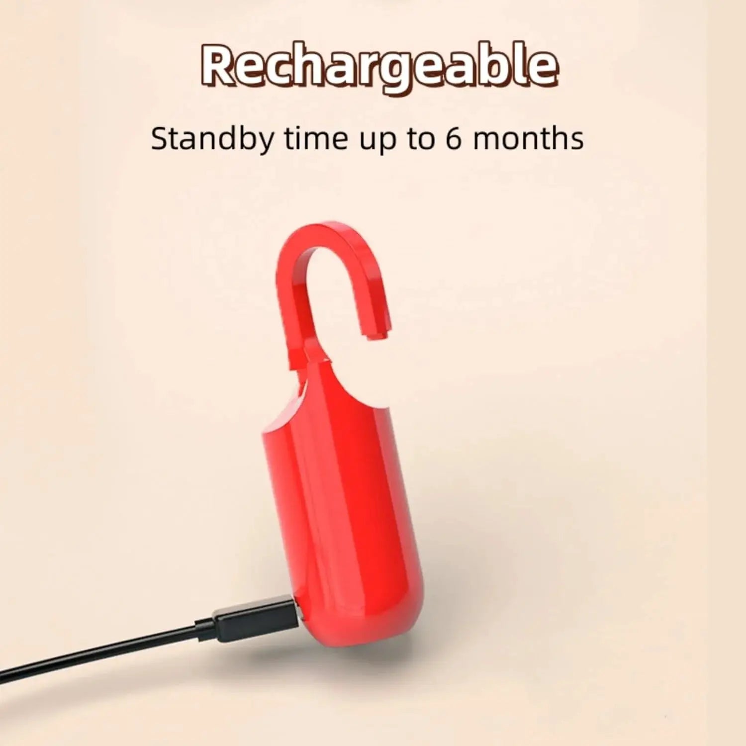 Mini smart fingerprint lock red by Simples Market; rechargeable biometric padlock for school gym lockers