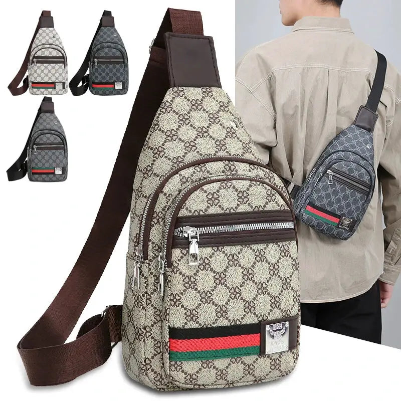 UrbanPulse Men's Multifunction Messenger Bag Durable PU Crossbody With Earphone Hole For Easy Organization