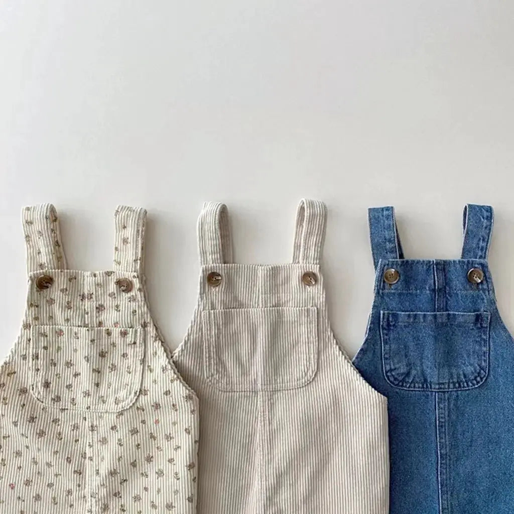 HY Kids Denim Jumpsuit And Sleeveless Bodysuits Set 100 Percent Cotton Unisex Toddler Romper For Autumn And Spring