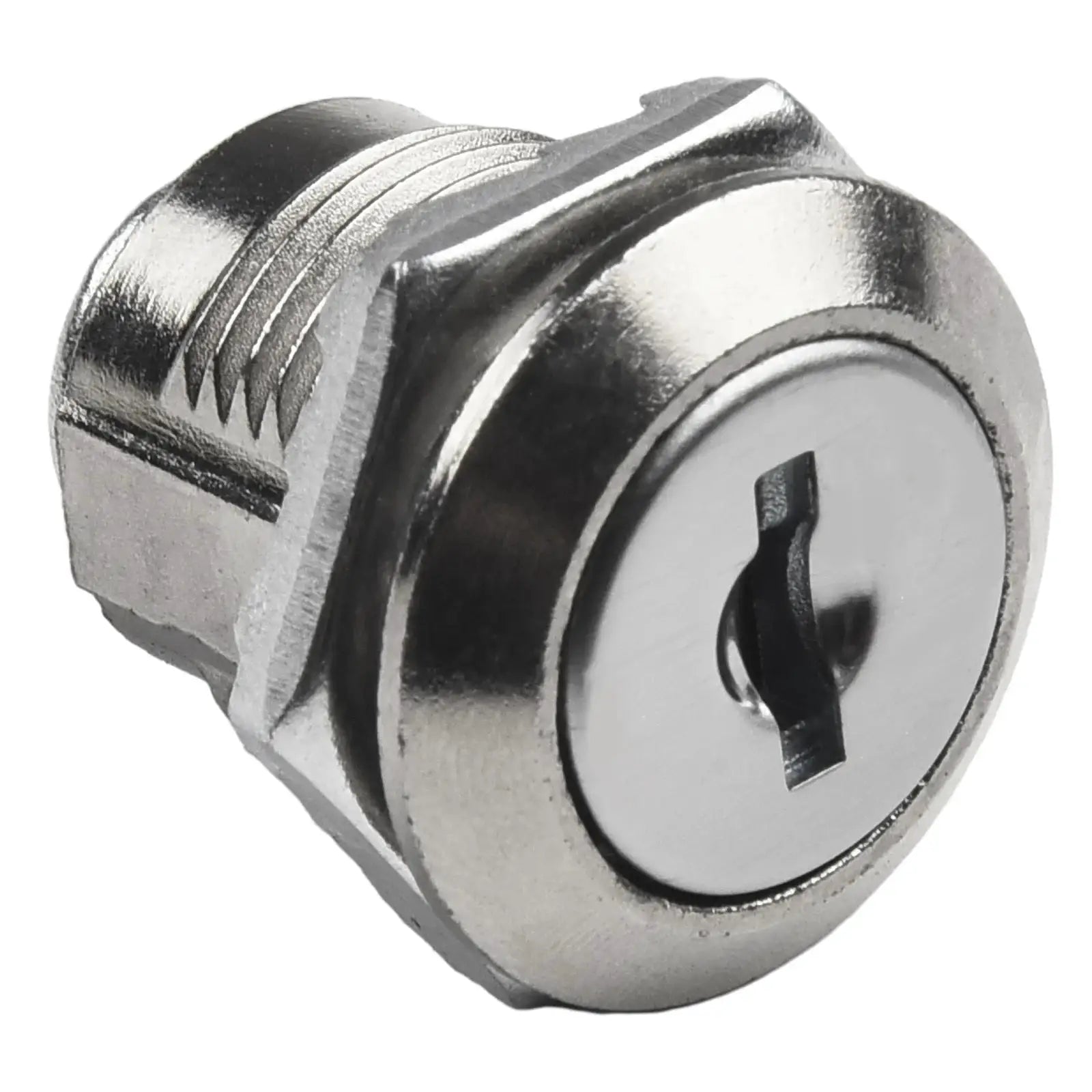 Cam lock for drawers and cupboards by Simples Market, chrome finish with 2 keys