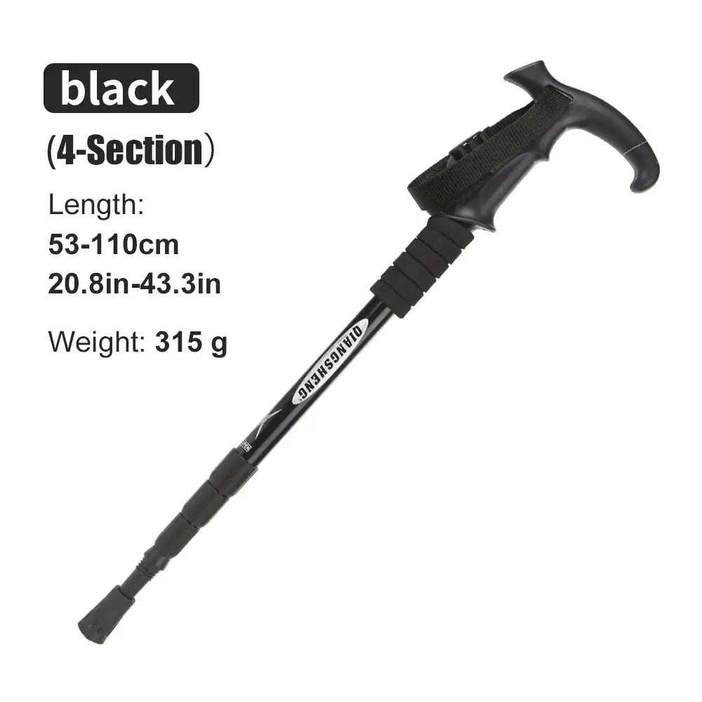 Outdoor Folding Trekking Pole 4 Section Portable Telescopic Hiking Stick Lightweight For Camping And Climbing