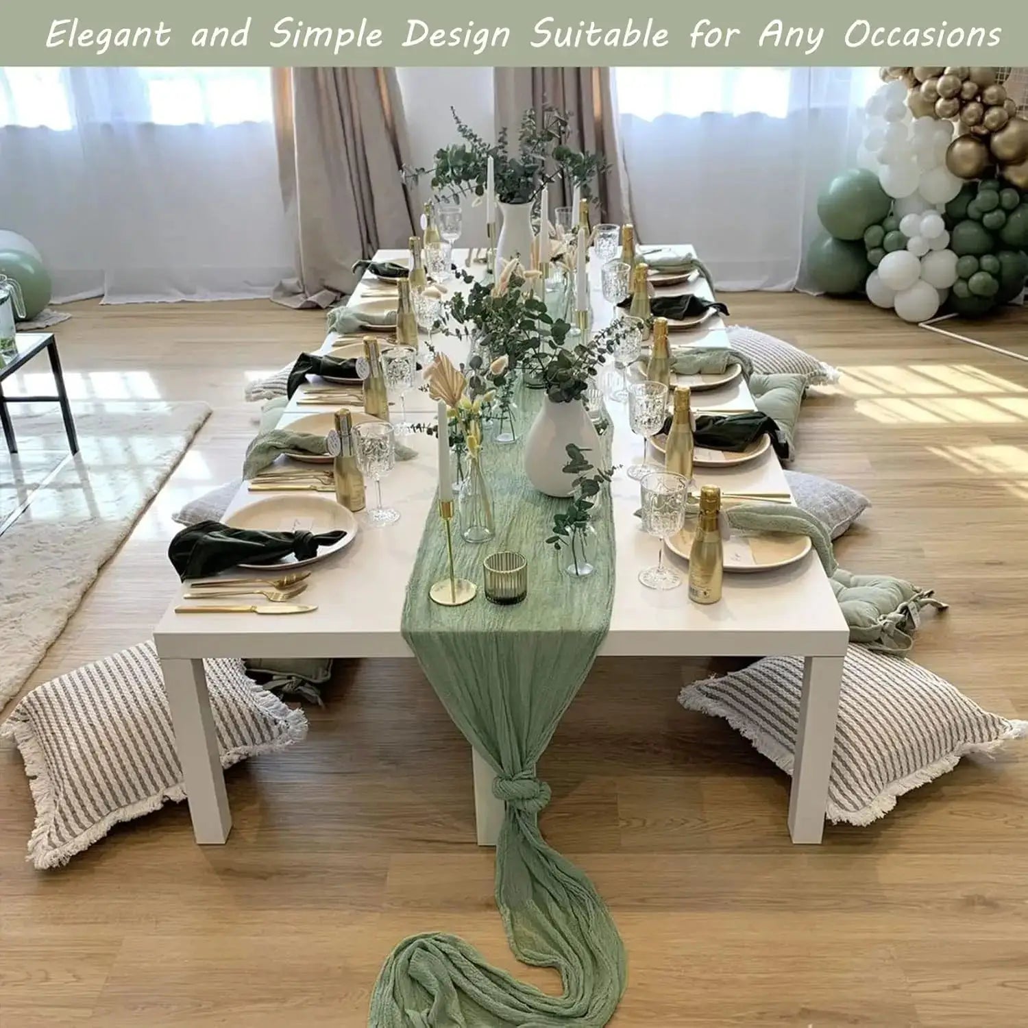 Set Of 10 Dusty Blue Cheesecloth Table Runners 40x270 Cm Boho Gauze Rustic Sheer For Wedding Bridal Shower Banquet