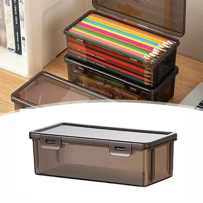 Translucent Pencil Case With Large Capacity Lightweight Storage For School Supplies Organizer Box