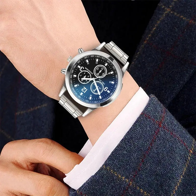NovaTime Men Business Watch Stainless Steel Band Quartz Timepiece With Matching Bracelet