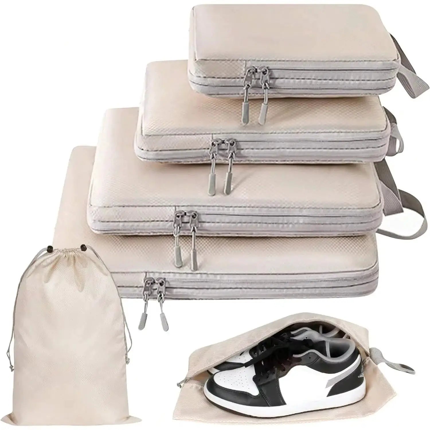 Ryanai Compressible Packing Cubes 4 Or 6 Pack Waterproof Nylon Travel Luggage Organizer Set Space Saving Durable