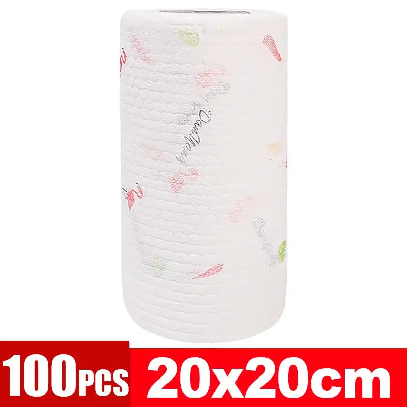 Simples Market kitchen disposable cleaning cloth roll, non-woven rag wipes, 100 pcs, 20x20 cm, white with pastel specks