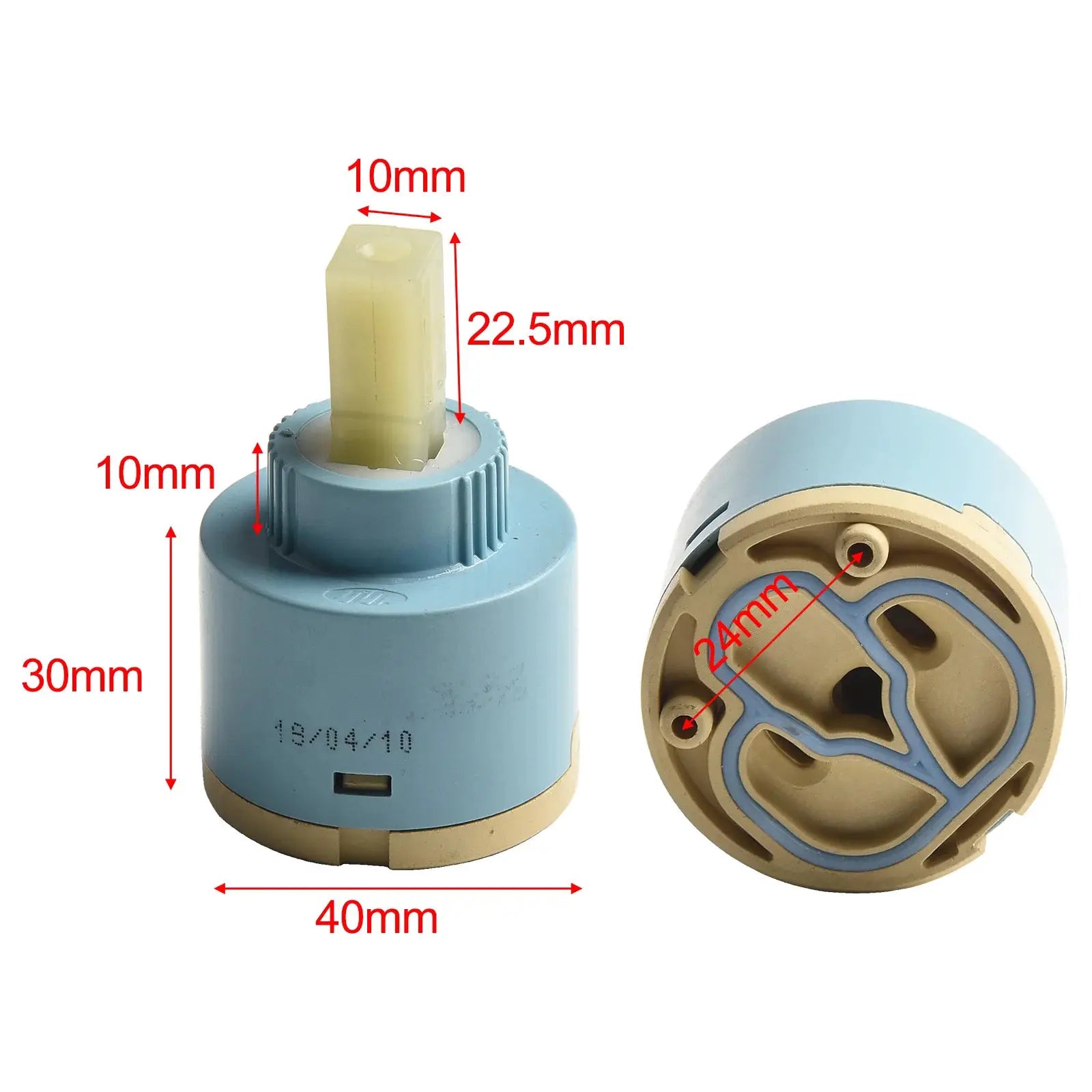 Ceramic faucet cartridge by Simples Market, blue housing with beige spool, 35/40mm