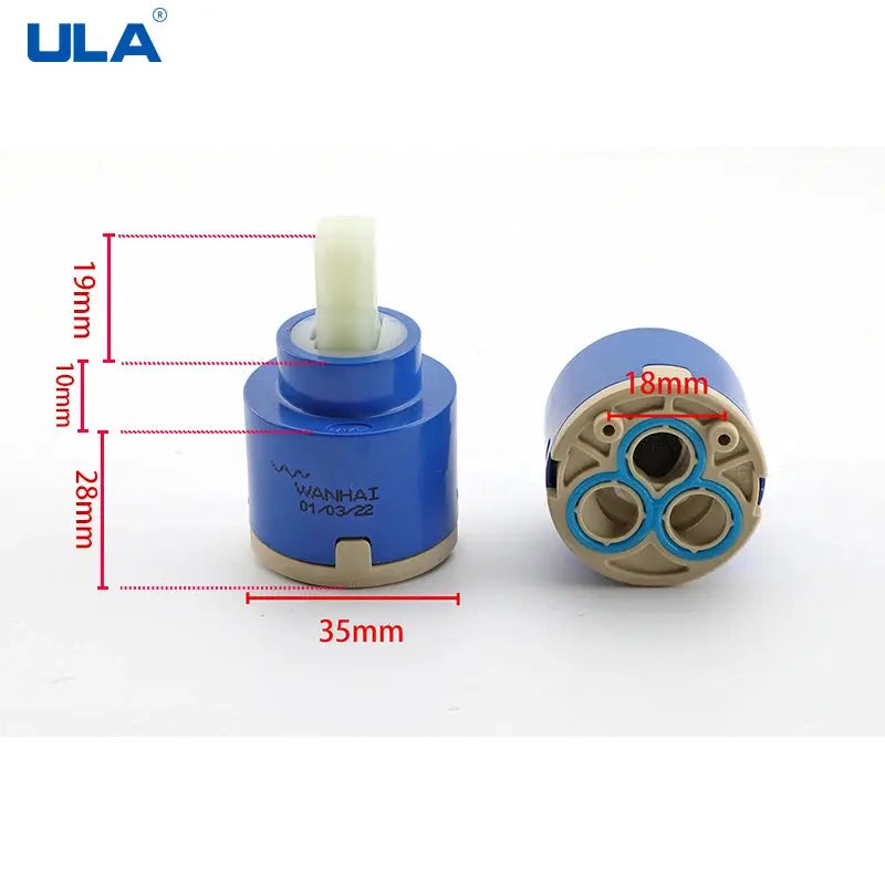 Faucet valve core ceramic cartridge for kitchen basin, blue, 30/35/40mm, 2-piece set by ULA