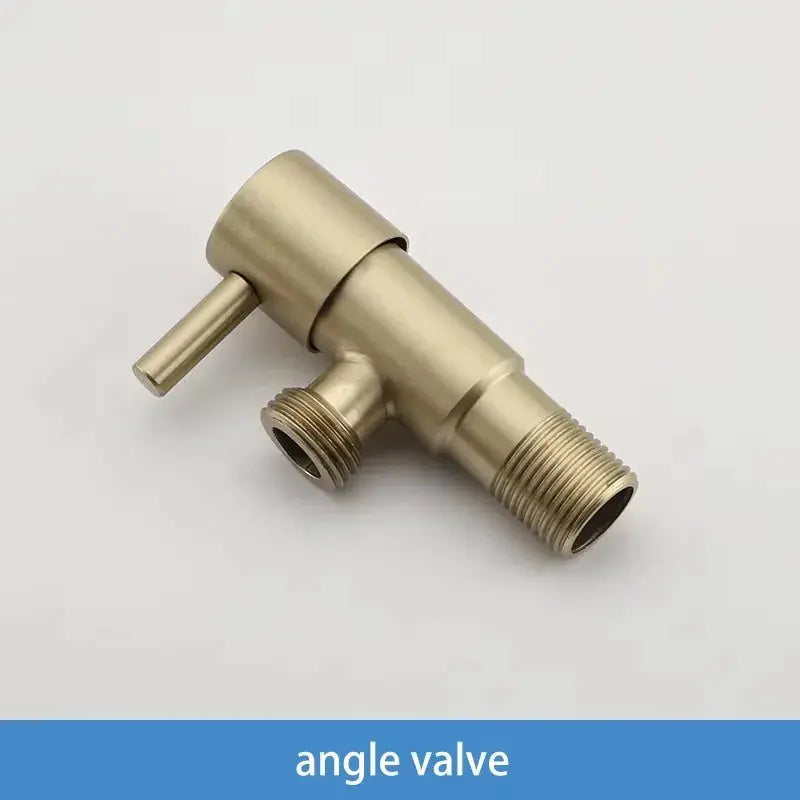 Single cold water angle valve for bidet faucet, brass-colored metal with threaded ends and side outlet