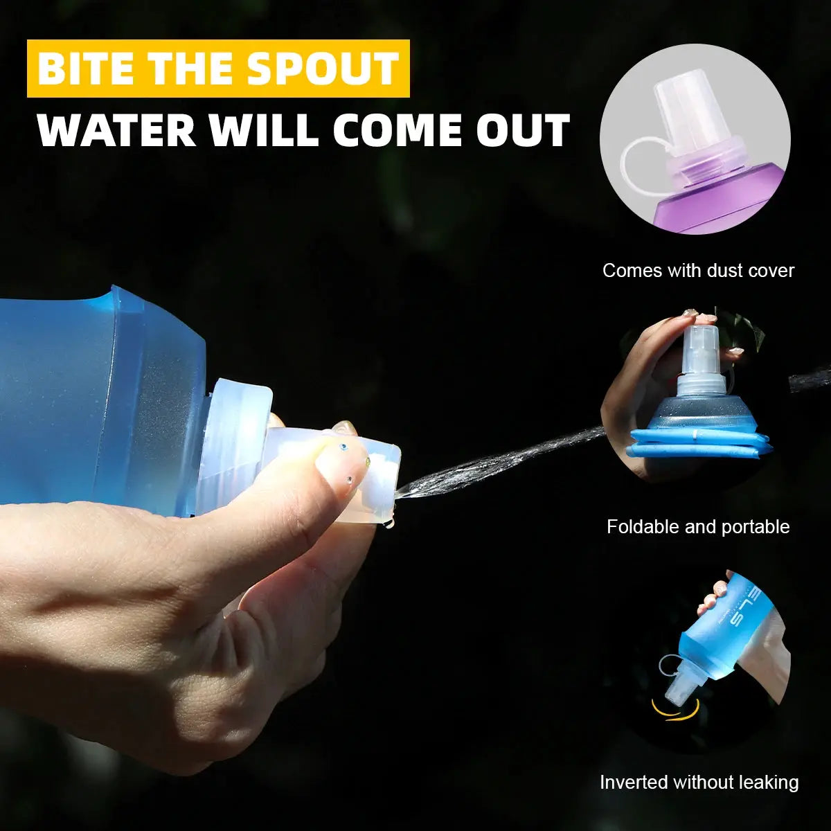 WRELS folding TPU outdoor water bottle blue BPA-free by Simples Market