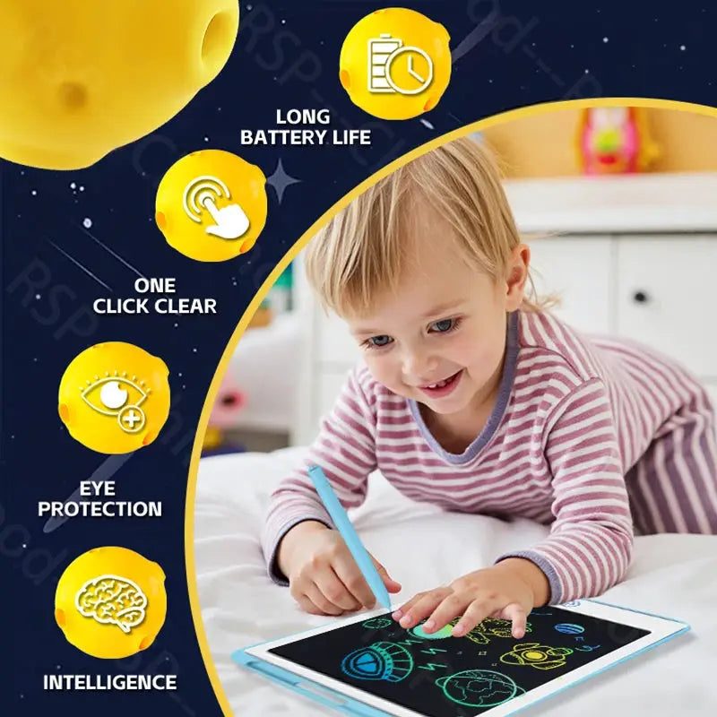Simples Market blue-framed LCD writing tablet for kids, 8.5/10/12in reusable doodle board with stylus