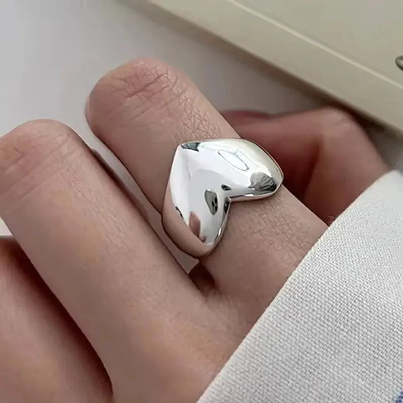 925 Sterling Silver Love Heart Ring With Hanadama Pearl For Women Gift Jewelry Birthday