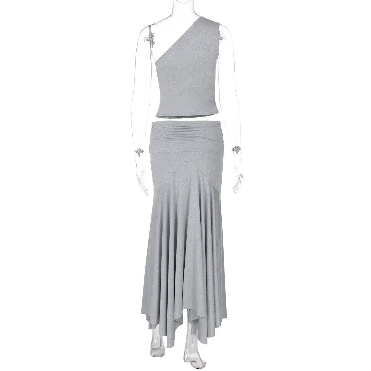 Tossy Pleated Two Piece Off Shoulder Cropped Top And Long Skirt Set