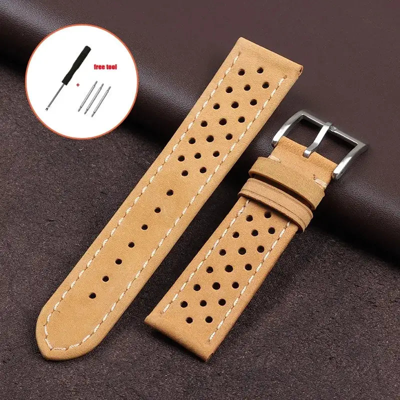 EraCraft Vintage Genuine Leather Watch Strap 18mm 20mm 22mm Universal Fit Breathable Cowhide Comfort