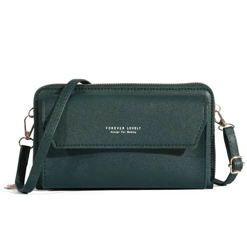 NovaLux Womens PU Material Crossbody Bag With Double Layer Design On One Shoulder For Mobile Phone And Essentials