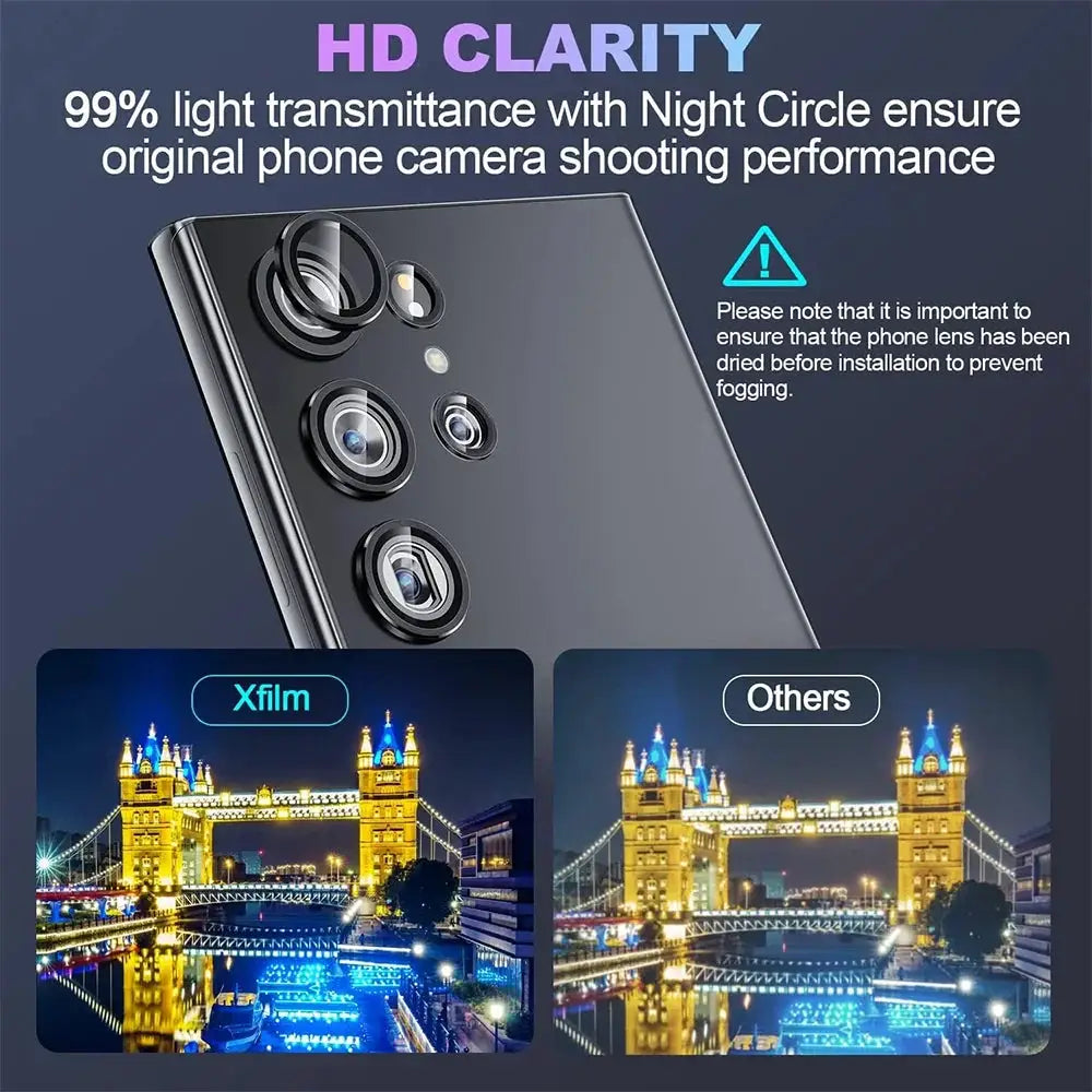 Camera lens ring glass case for Samsung Galaxy phones by Simples Market, metal frame with screen protector lens cover