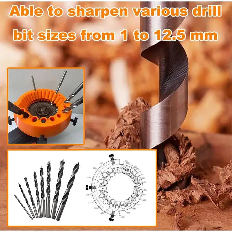 Anti Stripping Angle Grinder Drill Bit Sharpener 2 To 13 Mm 20 Holes With Thread Inserts Fits 115Mm And 125Mm Grinders