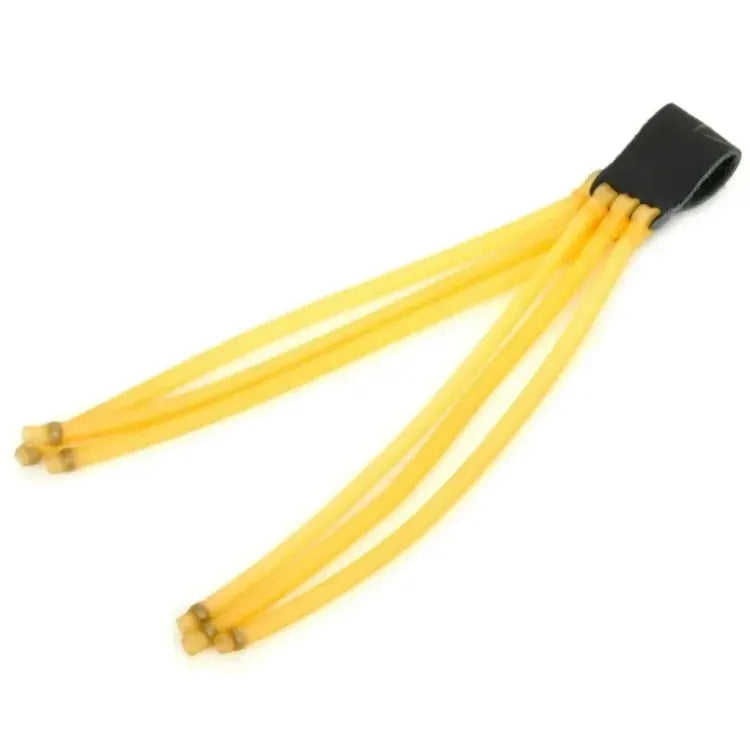 Slingshot elastic bands by Simples Market, four yellow cords with loop ends attached to a black strap
