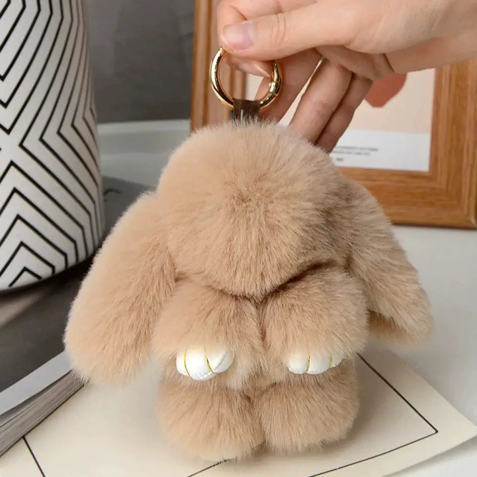 15cm Women's Rabbit Fur Keychain Bag Charm Car Pendant Jewelry Decoration Fashion Accessory