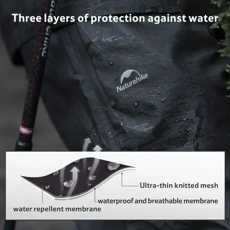 Naturehike rainproof hiking pants; ultralight, waterproof and breathable with three-layer membrane protection