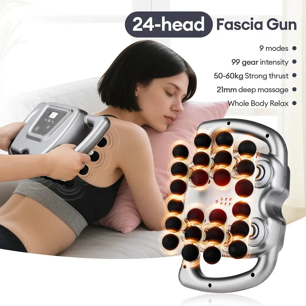 Simples Market 24-head fascia gun massage device; gray handheld massager with 24 node heads for full-body use