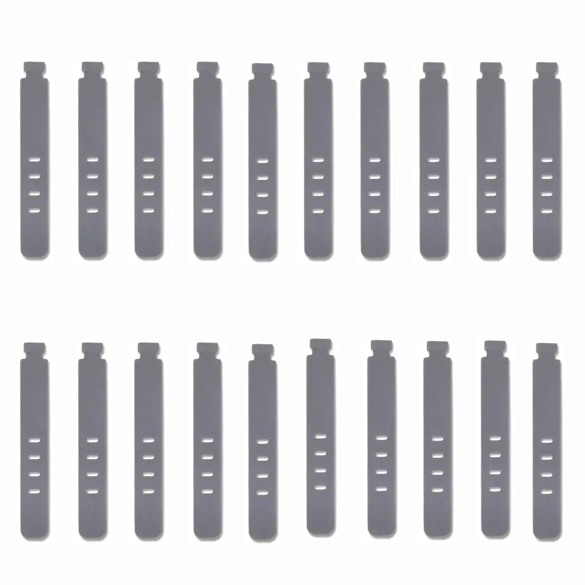 Cable ties silicone wire holder straps in grey, 20-pack, reusable zip clips