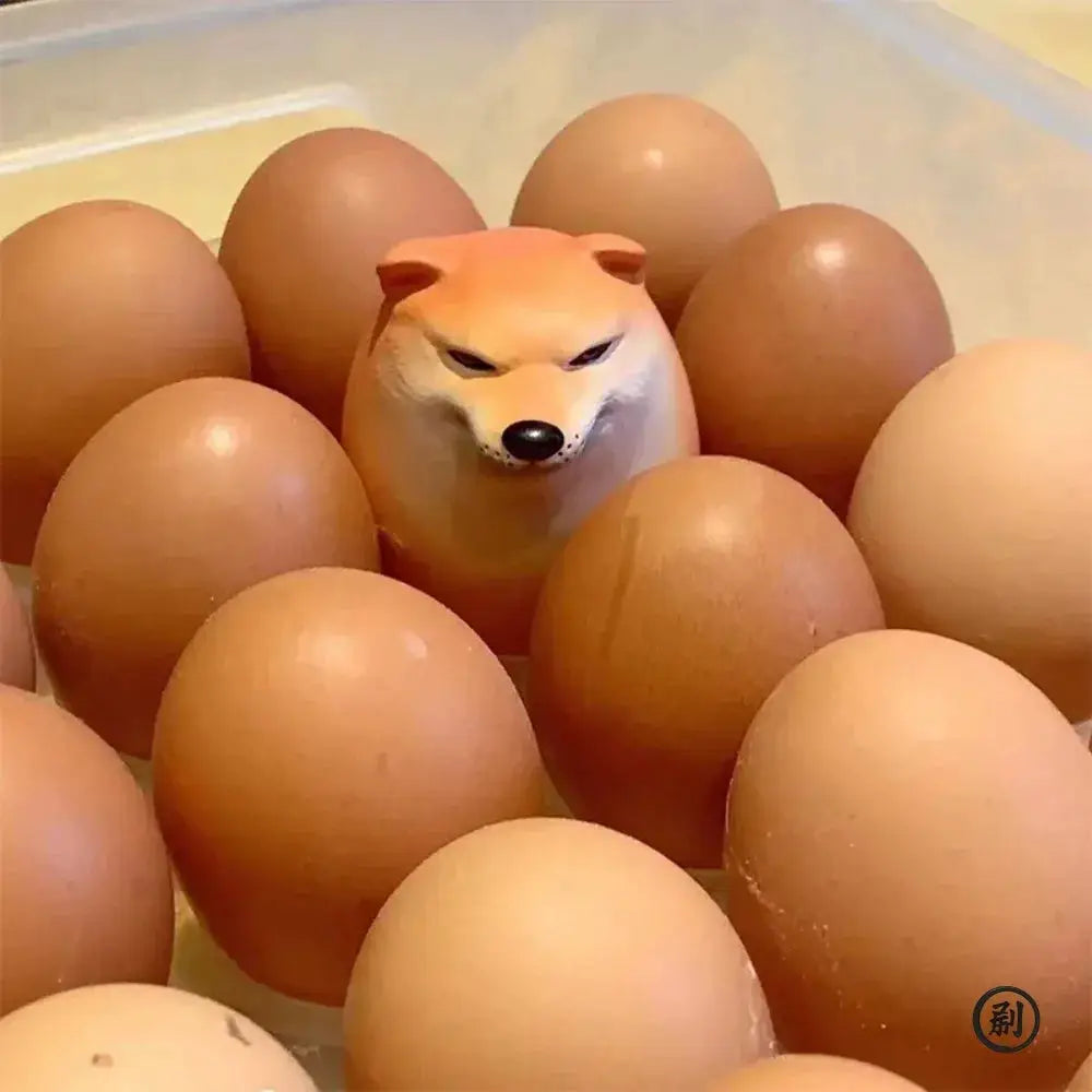 Shiba Inu Realistic Egg Shape PVC Desk Decor Dog Ornament For Home Office And Christmas Gift