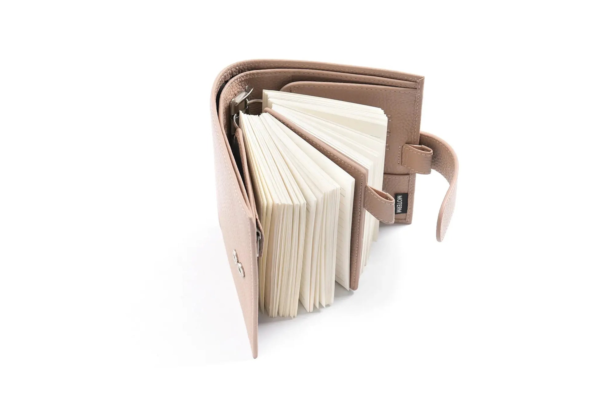 Moterm Luxe 2.0 pocket-size planner in pink pebble-grain leather with 30mm rings