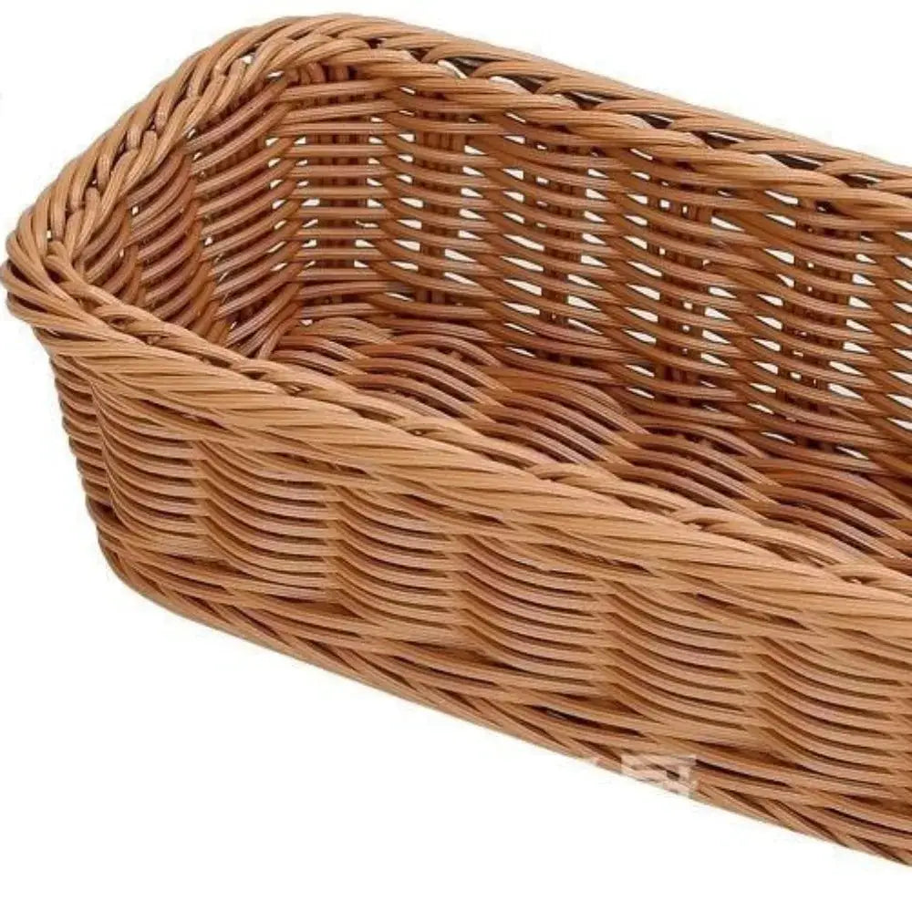 Imitation rattan storage basket, natural brown faux wicker for desk decor