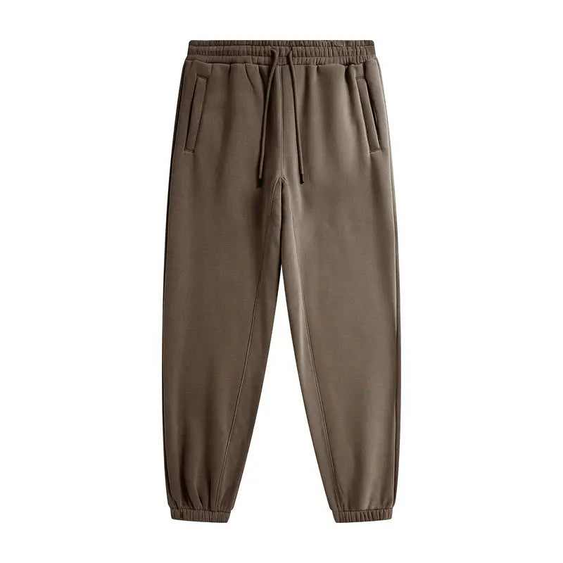 ZODF fleece sweatpants by Simples Market, brown unisex joggers with drawstring pockets and cuffs