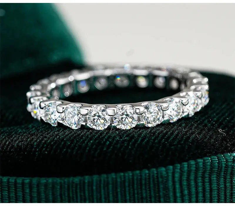 So-Bling S925 sterling silver ring for women with clear cubic zirconia stones along a tennis-style band